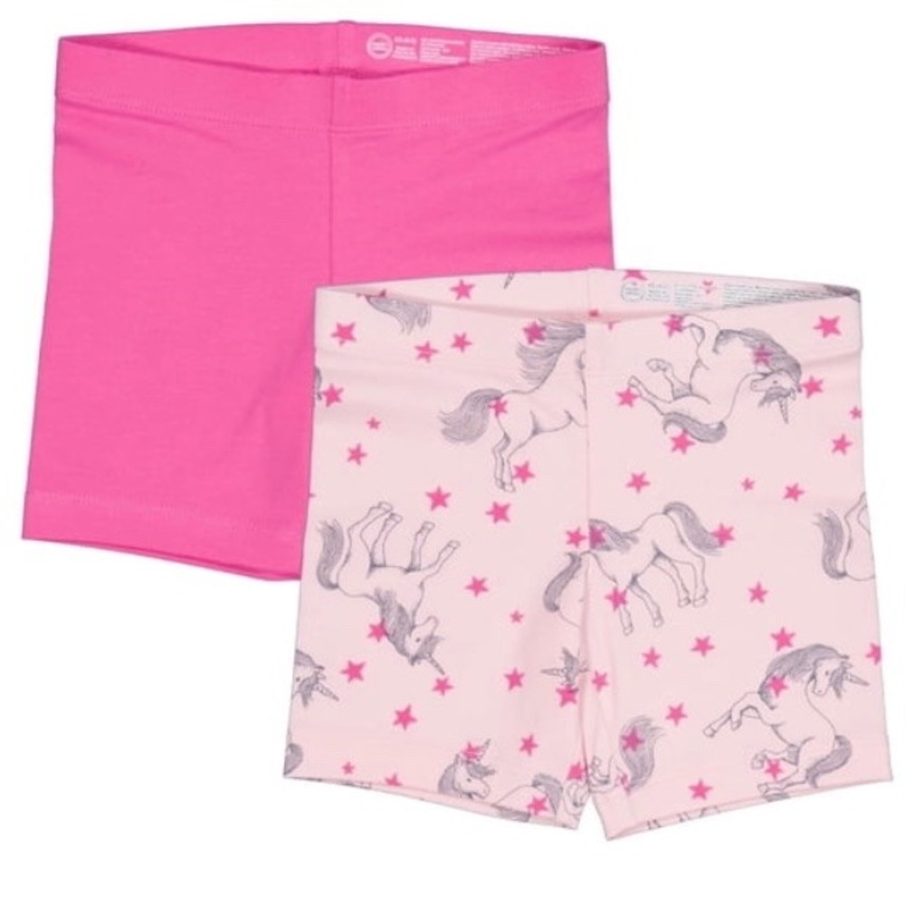 Wonder Nation Girls 2Pk Bike Shorts Pink Unicorn Stars Size XL 14-16 NEW